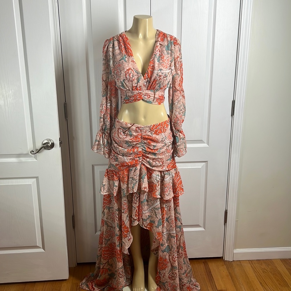 Rose velvet dress, size L, floral print
